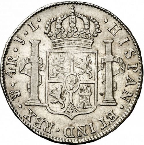 4 Reales Reverse Image minted in SPAIN in 1825PJ (1808-33  -  FERNANDO VII)  - The Coin Database