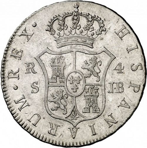4 Reales Reverse Image minted in SPAIN in 1828JB (1808-33  -  FERNANDO VII)  - The Coin Database