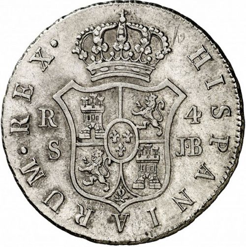 4 Reales Reverse Image minted in SPAIN in 1832JB (1808-33  -  FERNANDO VII)  - The Coin Database
