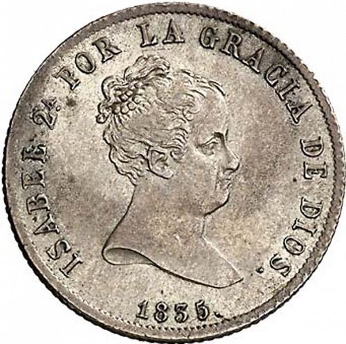 4 Reales Obverse Image minted in SPAIN in 1835CR (1833-48  -  ISABEL II)  - The Coin Database