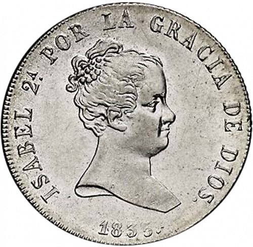 4 Reales Obverse Image minted in SPAIN in 1835DR (1833-48  -  ISABEL II)  - The Coin Database