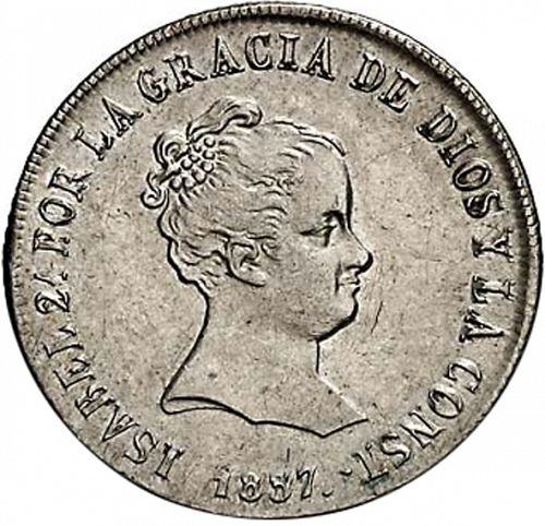 4 Reales Obverse Image minted in SPAIN in 1837DR (1833-48  -  ISABEL II)  - The Coin Database