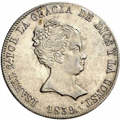 4 Reales Obverse Image minted in SPAIN in 1839PS (1833-48  -  ISABEL II)  - The Coin Database