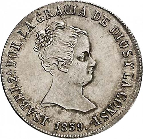 4 Reales Obverse Image minted in SPAIN in 1839RD (1833-48  -  ISABEL II)  - The Coin Database