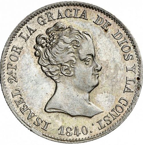 4 Reales Obverse Image minted in SPAIN in 1840PS (1833-48  -  ISABEL II)  - The Coin Database