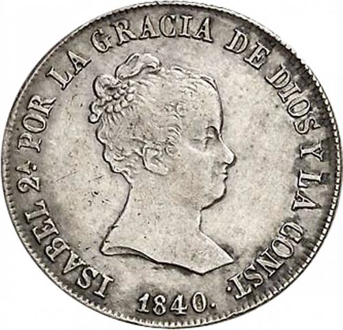 4 Reales Obverse Image minted in SPAIN in 1840RD (1833-48  -  ISABEL II)  - The Coin Database
