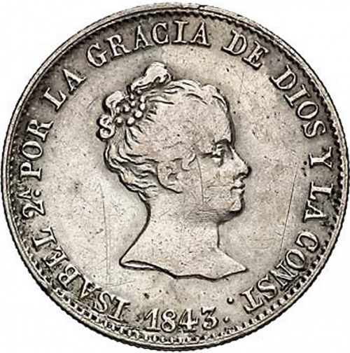 4 Reales Obverse Image minted in SPAIN in 1843CC (1833-48  -  ISABEL II)  - The Coin Database