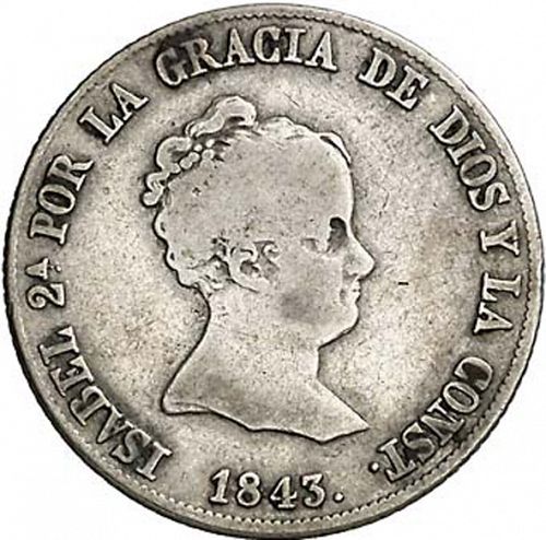 4 Reales Obverse Image minted in SPAIN in 1843RD (1833-48  -  ISABEL II)  - The Coin Database
