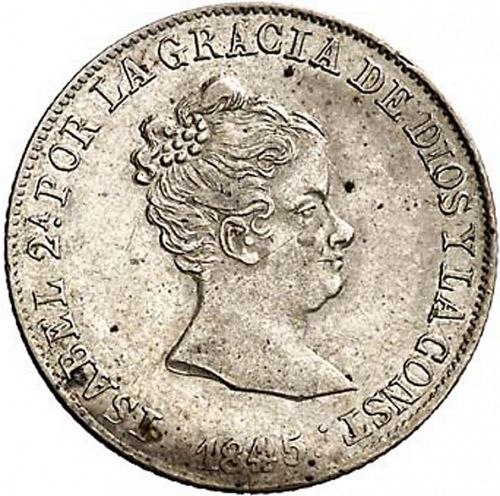 4 Reales Obverse Image minted in SPAIN in 1845PS (1833-48  -  ISABEL II)  - The Coin Database