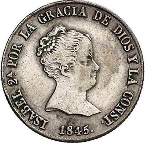 4 Reales Obverse Image minted in SPAIN in 1845RD (1833-48  -  ISABEL II)  - The Coin Database