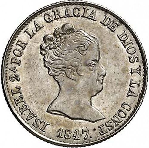 4 Reales Obverse Image minted in SPAIN in 1847PS (1833-48  -  ISABEL II)  - The Coin Database