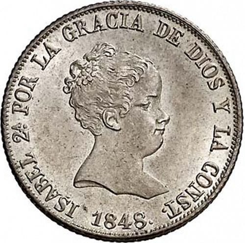 4 Reales Obverse Image minted in SPAIN in 1848CL (1833-48  -  ISABEL II)  - The Coin Database