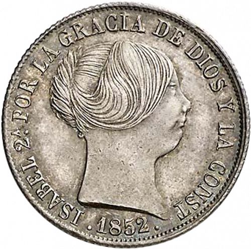 4 Reales Obverse Image minted in SPAIN in 1852 (1849-64  -  ISABEL II - Decimal Coinage)  - The Coin Database