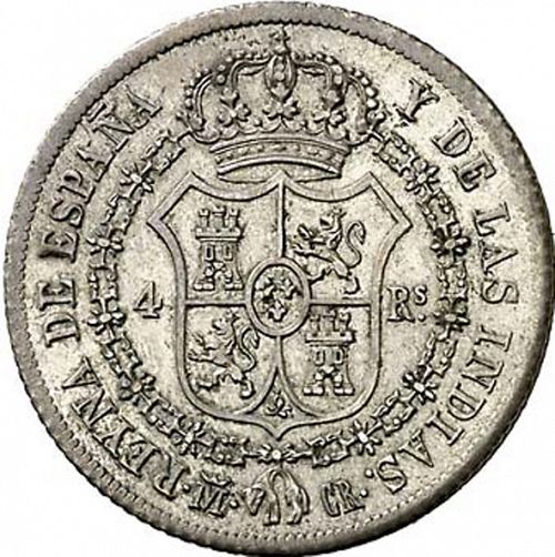 4 Reales Reverse Image minted in SPAIN in 1835CR (1833-48  -  ISABEL II)  - The Coin Database