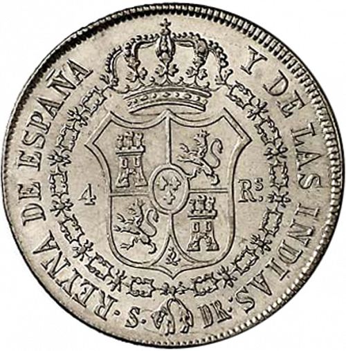 4 Reales Reverse Image minted in SPAIN in 1835DR (1833-48  -  ISABEL II)  - The Coin Database