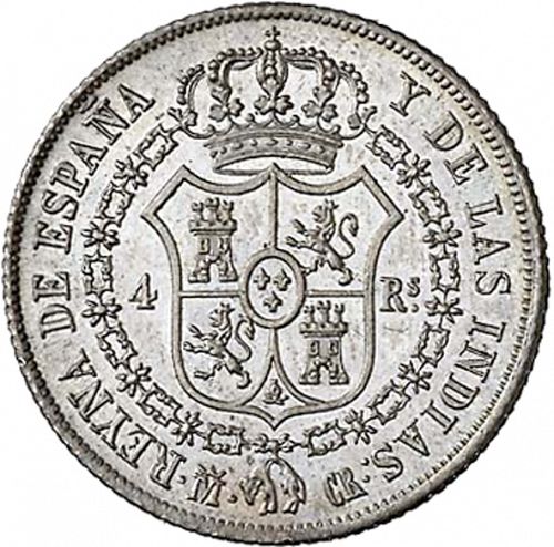 4 Reales Reverse Image minted in SPAIN in 1836CR (1833-48  -  ISABEL II)  - The Coin Database