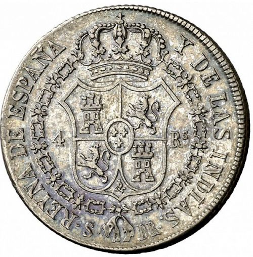 4 Reales Reverse Image minted in SPAIN in 1836DR (1833-48  -  ISABEL II)  - The Coin Database