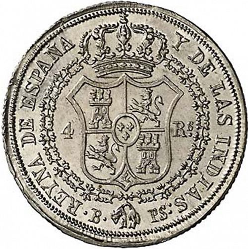4 Reales Reverse Image minted in SPAIN in 1836PS (1833-48  -  ISABEL II)  - The Coin Database