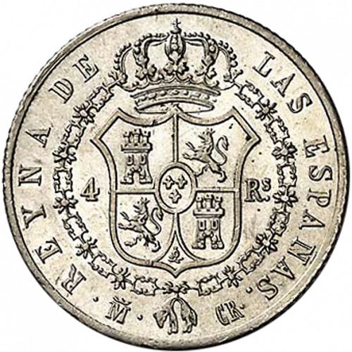 4 Reales Reverse Image minted in SPAIN in 1837CR (1833-48  -  ISABEL II)  - The Coin Database