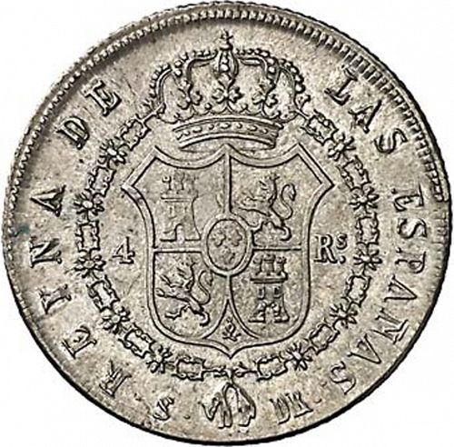 4 Reales Reverse Image minted in SPAIN in 1837DR (1833-48  -  ISABEL II)  - The Coin Database