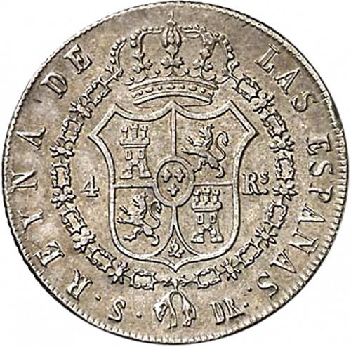 4 Reales Reverse Image minted in SPAIN in 1838DR (1833-48  -  ISABEL II)  - The Coin Database