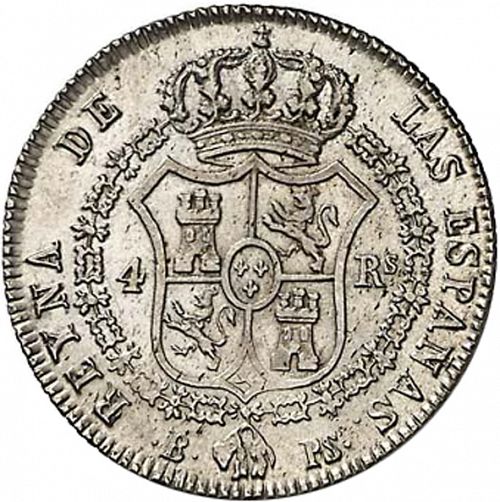 4 Reales Reverse Image minted in SPAIN in 1838PS (1833-48  -  ISABEL II)  - The Coin Database