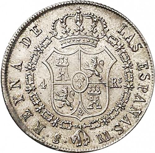 4 Reales Reverse Image minted in SPAIN in 1839RD (1833-48  -  ISABEL II)  - The Coin Database