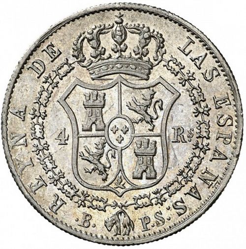 4 Reales Reverse Image minted in SPAIN in 1840PS (1833-48  -  ISABEL II)  - The Coin Database