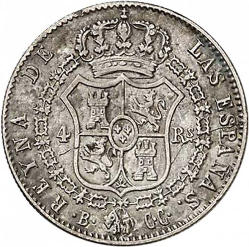 4 Reales Reverse Image minted in SPAIN in 1843CC (1833-48  -  ISABEL II)  - The Coin Database