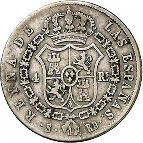 4 Reales Reverse Image minted in SPAIN in 1843RD (1833-48  -  ISABEL II)  - The Coin Database
