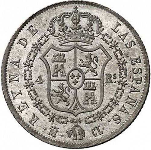 4 Reales Reverse Image minted in SPAIN in 1844CL (1833-48  -  ISABEL II)  - The Coin Database