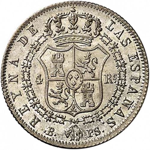 4 Reales Reverse Image minted in SPAIN in 1844PS (1833-48  -  ISABEL II)  - The Coin Database