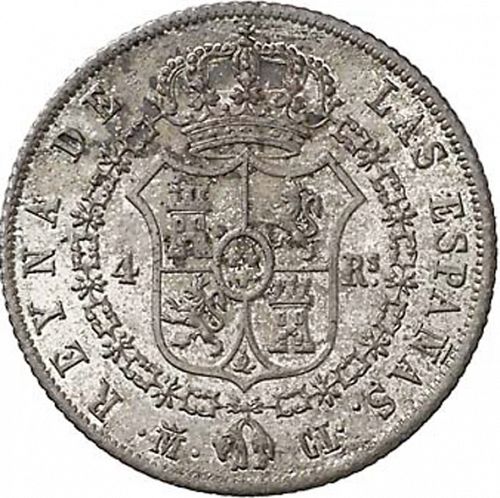 4 Reales Reverse Image minted in SPAIN in 1845CL (1833-48  -  ISABEL II)  - The Coin Database