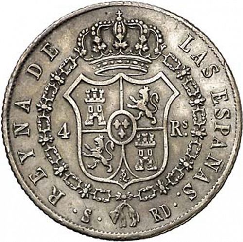 4 Reales Reverse Image minted in SPAIN in 1845RD (1833-48  -  ISABEL II)  - The Coin Database