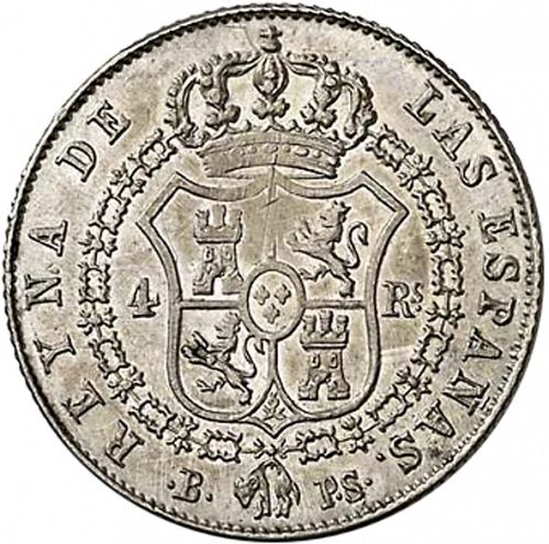 4 Reales Reverse Image minted in SPAIN in 1847PS (1833-48  -  ISABEL II)  - The Coin Database