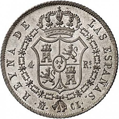 4 Reales Reverse Image minted in SPAIN in 1848CL (1833-48  -  ISABEL II)  - The Coin Database
