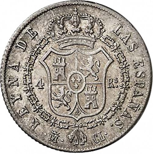 4 Reales Reverse Image minted in SPAIN in 1849CL (1833-48  -  ISABEL II)  - The Coin Database
