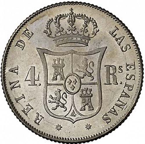 4 Reales Reverse Image minted in SPAIN in 1852 (1849-64  -  ISABEL II - Decimal Coinage)  - The Coin Database