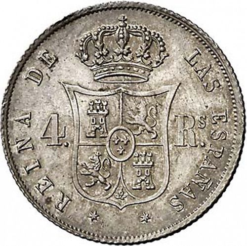 4 Reales Reverse Image minted in SPAIN in 1852 (1849-64  -  ISABEL II - Decimal Coinage)  - The Coin Database