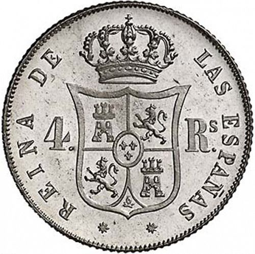 4 Reales Reverse Image minted in SPAIN in 1853 (1849-64  -  ISABEL II - Decimal Coinage)  - The Coin Database