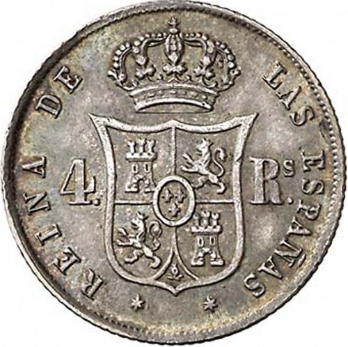 4 Reales Reverse Image minted in SPAIN in 1853 (1849-64  -  ISABEL II - Decimal Coinage)  - The Coin Database