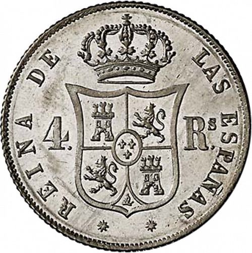 4 Reales Reverse Image minted in SPAIN in 1854 (1849-64  -  ISABEL II - Decimal Coinage)  - The Coin Database