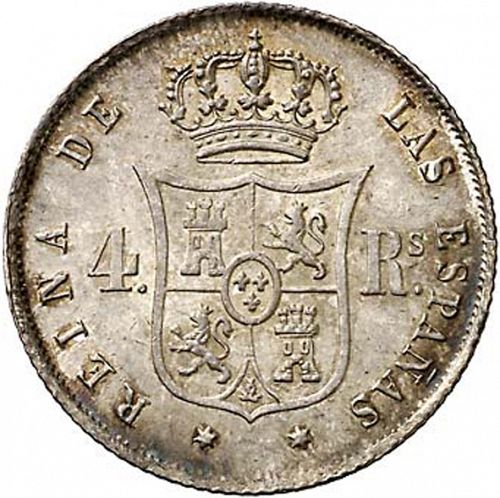 4 Reales Reverse Image minted in SPAIN in 1854 (1849-64  -  ISABEL II - Decimal Coinage)  - The Coin Database