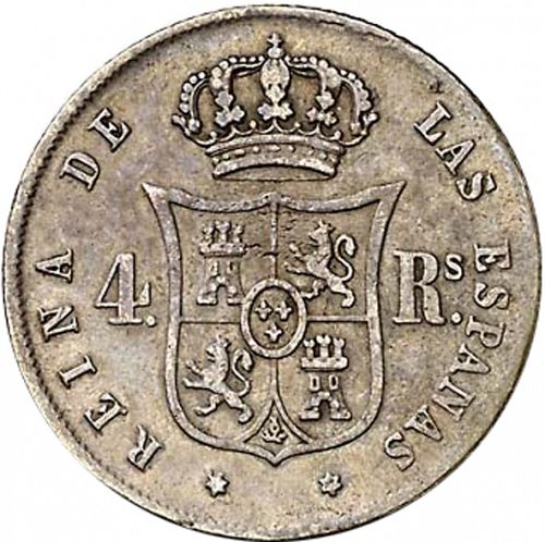 4 Reales Reverse Image minted in SPAIN in 1855 (1849-64  -  ISABEL II - Decimal Coinage)  - The Coin Database