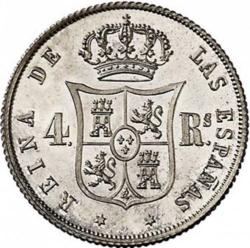 4 Reales Reverse Image minted in SPAIN in 1856 (1849-64  -  ISABEL II - Decimal Coinage)  - The Coin Database