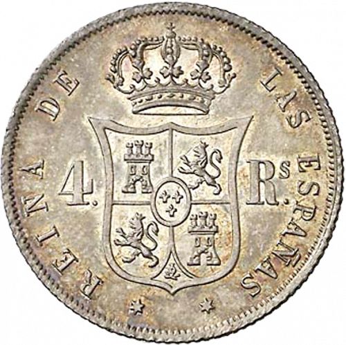 4 Reales Reverse Image minted in SPAIN in 1859 (1849-64  -  ISABEL II - Decimal Coinage)  - The Coin Database