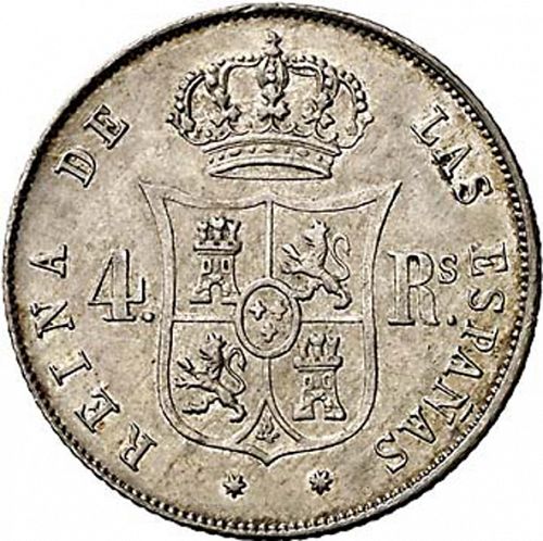 4 Reales Reverse Image minted in SPAIN in 1860 (1849-64  -  ISABEL II - Decimal Coinage)  - The Coin Database