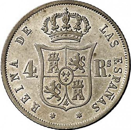 4 Reales Reverse Image minted in SPAIN in 1861 (1849-64  -  ISABEL II - Decimal Coinage)  - The Coin Database