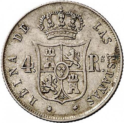 4 Reales Reverse Image minted in SPAIN in 1861 (1849-64  -  ISABEL II - Decimal Coinage)  - The Coin Database