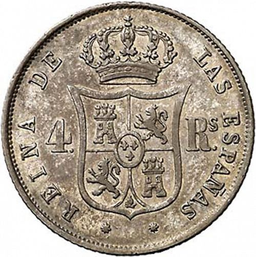 4 Reales Reverse Image minted in SPAIN in 1862 (1849-64  -  ISABEL II - Decimal Coinage)  - The Coin Database